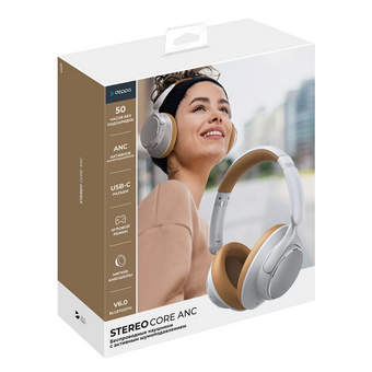  Беспроводные накладные наушники Deppa Stereo Core ANC 44311 белый 