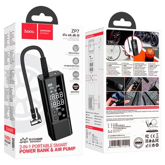 Компрессор автомобильный портативный HOCO ZP7 Maddy 5000mAh черный 