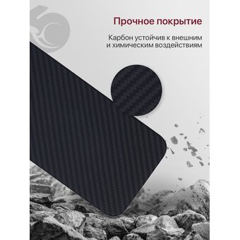  Чехол Carbon Premium на iPhone 17e, 16e (2025) в подарочной упаковке, карбоновый, черный с объемным принтом ГЕРБ ФЛАГ, с защитным лаковым покрытием (Айфон 17е, 16е) 