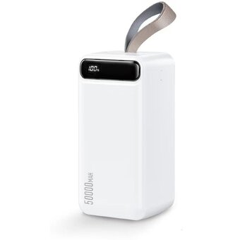  Внешний аккумулятор WK WP-283 Minre 50000mAh, 2xUSB, 1xUSB-C, 2.1А, LED дисплей, фонарик, Li-Pol белый 