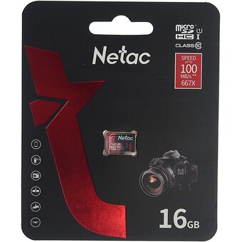  Карта памяти Netac Extreme Pro P500 (NT02P500PRO-016G-S) 16Gb microSDHC Class10 UHS-I U1 V10, 100MB/s, без адаптера 