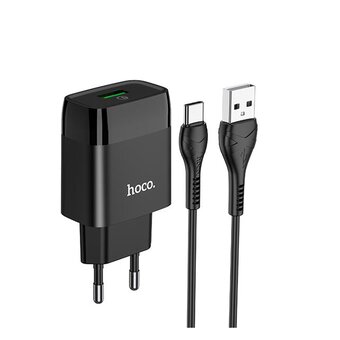  СЗУ HOCO C72Q Gloriou, 1USB, QC3.0 + Type-C (черный) 