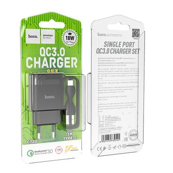  СЗУ HOCO C72Q Gloriou, 1USB, QC3.0 + Type-C (черный) 