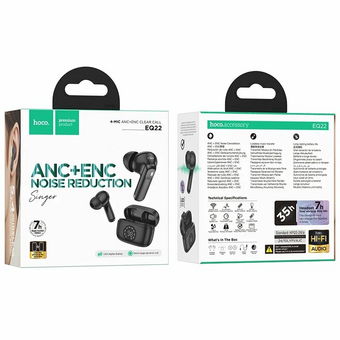  Наушники HOCO EQ22 Singer true wireless ANC+ENC noise reduction BT headset Midnight black 