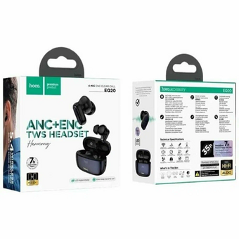  Наушники HOCO EQ20 Rhyme true wireless ANC+ENC noise reduction BT headset Black 