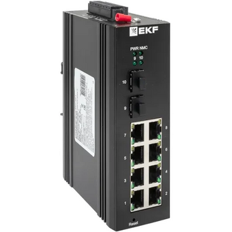  Коммутатор промышленный управляемый EKF TSX-ML2-2GX/SFP-8GT уровня L2 2 порта 1000Base-X SFP 8 портов 10/100/1000Base-T(X) RJ45 монтаж на DIN-рейку 