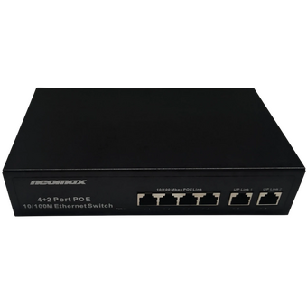  Неуправляемый коммутатор NEOMAX NMS-106PoE-100-S, 6 портов 100 Mbps, 4xPoE+, 110W, металл 