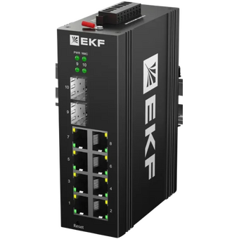  Коммутатор промышленный управляемый EKF TSX-ML2-2GX/SFP-8GTP уровня L2 ML2-2GX/SFP-8GTP 2 порта 1000Base-X SFP 8 портов 10/100/1000Base-T(X) RJ45 