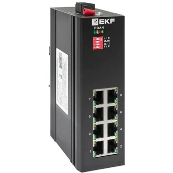  Коммутатор промышленный неуправляемый EKF TSX-U-8GTP U-8GTP 8 портов 10/100/1000Base-T(X) RJ45 c PoE монтаж на DIN-рейку TSX 