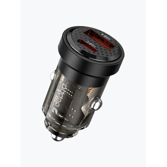  АЗУ Deppa 11218 USB A + USB-C, PD, QC 3.0, 30W, Crystal, прозрачный, черный 