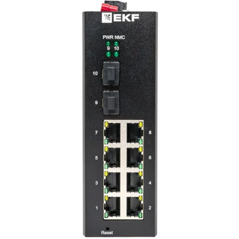  Коммутатор промышленный управляемый EKF TSX-ML2-2GX/SFP-8GT уровня L2 2 порта 1000Base-X SFP 8 портов 10/100/1000Base-T(X) RJ45 монтаж на DIN-рейку 