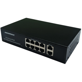  Неуправляемый коммутатор NEOMAX NMS-110PoE-100-S, 10 портов 100 Mbps, 8xPoE+, 220W, металл 