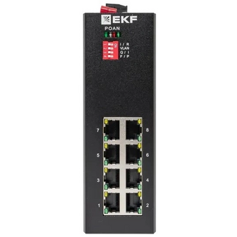  Коммутатор промышленный неуправляемый EKF TSX-U-8GTP U-8GTP 8 портов 10/100/1000Base-T(X) RJ45 c PoE монтаж на DIN-рейку TSX 