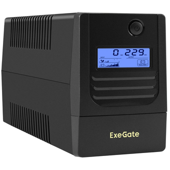  ИБП ExeGate Smart LB-1000.LCD.AVR.2SH.USB (EX299507RUS) 1000VA/650W, LCD, AVR, 2*Schuko, USB, батарея 12V 9Ah, Black 