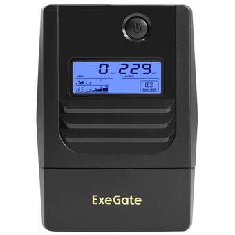  ИБП ExeGate Smart LB-1000.LCD.AVR.2SH.USB (EX299507RUS) 1000VA/650W, LCD, AVR, 2*Schuko, USB, батарея 12V 9Ah, Black 