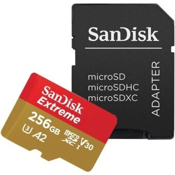  Карта памяти SanDisk Extreme microSDXC 256GB (SDSQXAV-256G-GN6MA) Class 10, UHS-I, W130, R 190 МБ/с, адапт 