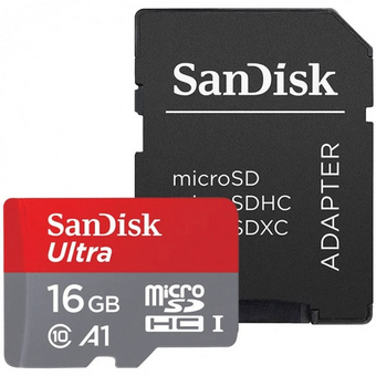  Карта памяти SanDisk Ultra microSDXC 16GB (SDSQUAR-016G-GN6MA) Class 10, UHS-I, R 98 МБ/с, с адапт 