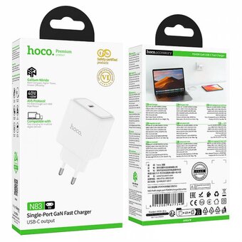  СЗУ HOCO N83 Profit single port PD40W charger EU белый 