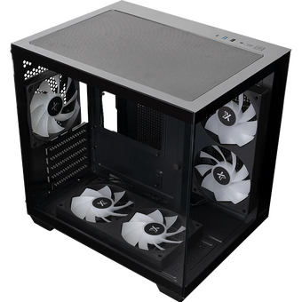 Корпус XASTRA QW400M 5ARGB-FC-C6-AC Black (QW400M-2FA24A-1FC12A-C6-AC) mATX/Aquarium/Screewless/1x120mm+2x240 ARGB PWM FC fans/Argb+PWM HUB 6port 