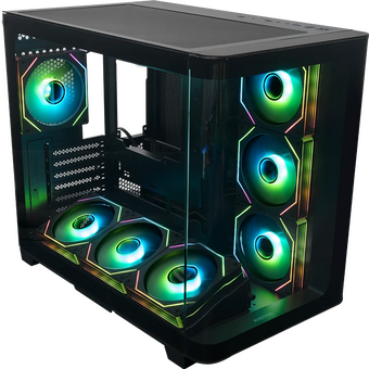  Корпус XASTRA QR500 7ARGB-FM-C10-UC Black (QR500-7FM12A-C10-UC) ATX/Aquarium/ 2 Curve Glass /7*120mm ARGB PWM FM fans/ Argb+PWM HUB 10port /Type-C 