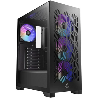  Корпус AZZA Aerohex (csaz-203a03), Midi-Tower, без БП, ATX, черный 