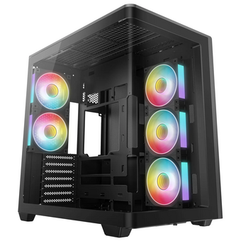  Корпус Deepcool CG590U 5F, черный, TG (aquarium), 5x120mm ARGB Fan, mini-ITX, mATX, ATX 