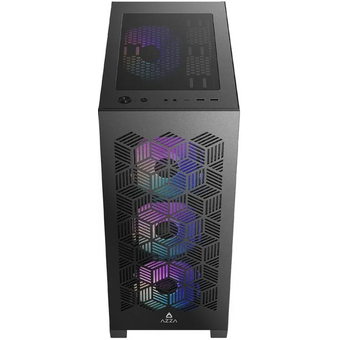  Корпус AZZA Aerohex (csaz-203a03), Midi-Tower, без БП, ATX, черный 