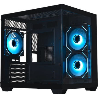  Корпус XASTRA QW400M 3ARGB-C6-AC Black (QW400M-3FM12A-C6-AC) mATX/Aquarium/Screewless/3x120mm ARGB PWM FM fans/Argb+PWM HUB 6port 