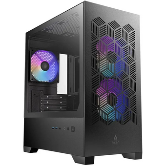  Корпус AZZA Aerohex-M (csaz-203a03m), без БП, mATX, черный 