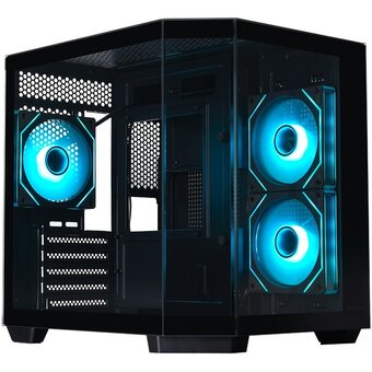  Корпус XASTRA QT400M 3ARGB-C6-AC Black (QT400M-3FM12A-C6-AC) mATX/Aquarium/Screewless/3x120mm ARGB PWM FM fans/Argb+PWM HUB 6port/Type-C+USB3.0 