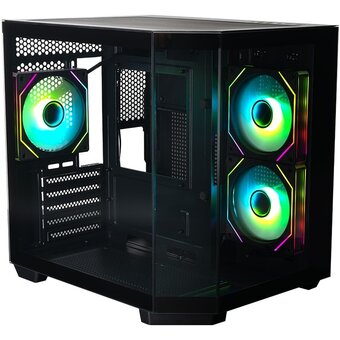  Корпус XASTRA QT400M 3ARGB-C6-AC Black (QT400M-3FM12A-C6-AC) mATX/Aquarium/Screewless/3x120mm ARGB PWM FM fans/Argb+PWM HUB 6port/Type-C+USB3.0 