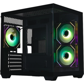  Корпус XASTRA QW400M 3ARGB-C6-AC Black (QW400M-3FM12A-C6-AC) mATX/Aquarium/Screewless/3x120mm ARGB PWM FM fans/Argb+PWM HUB 6port 