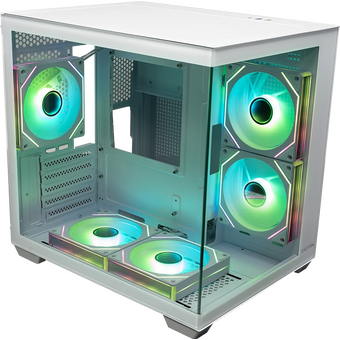  Корпус XASTRA QW400M 5ARGB-C6-AC White (QW400M-5FM12A-C6-AC-WH) mATX/Aquarium/Screewless/5x120mm ARGB PWM FM fans/Argb+PWM HUB 6port 