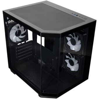  Корпус XASTRA QT400M 3ARGB-C6-AC Black (QT400M-3FM12A-C6-AC) mATX/Aquarium/Screewless/3x120mm ARGB PWM FM fans/Argb+PWM HUB 6port/Type-C+USB3.0 