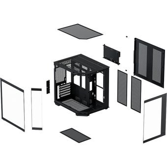  Корпус XASTRA QT400M 5ARGB-FC-C6-AC Black (QT400M-2FA24A-1FC12A-C6-AC) mATX/Aquarium/Screewless/1x120mm+2x240 ARGB PWM FC fans/Argb+PWM HUB 6port 