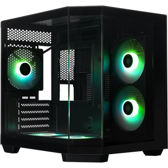  Корпус XASTRA QT400M 5ARGB-FC-C6-AC Black (QT400M-2FA24A-1FC12A-C6-AC) mATX/Aquarium/Screewless/1x120mm+2x240 ARGB PWM FC fans/Argb+PWM HUB 6port 