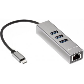  USB-концентратор TELECOM TA311C USB 3.1 Type-C--RJ-45 1000Mbps +3*USB 3.0, Aluminum Shell, 0.2м (1/140) 