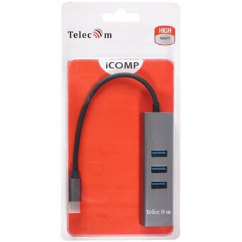  USB-концентратор TELECOM TA311C USB 3.1 Type-C--RJ-45 1000Mbps +3*USB 3.0, Aluminum Shell, 0.2м (1/140) 