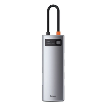  USB-C хаб Baseus CAHUB-CV0G Metal Gleam 8в1 3USB/HDMI/USB-C/MicroSD/TF/RJ45 серый 