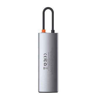  USB-C хаб Baseus CAHUB-CV0G Metal Gleam 8в1 3USB/HDMI/USB-C/MicroSD/TF/RJ45 серый 