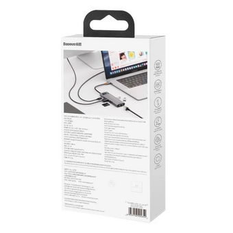  USB-C хаб Baseus CAHUB-CV0G Metal Gleam 8в1 3USB/HDMI/USB-C/MicroSD/TF/RJ45 серый 