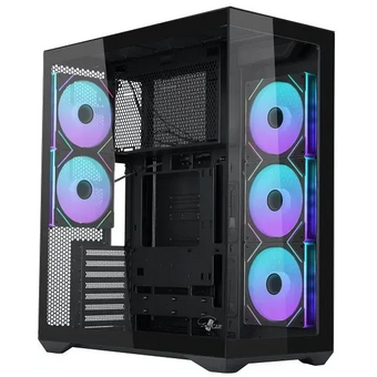  Корпус Eurocase M4801 black, ATX, без БП, закаленное стекло 2 стороны 
