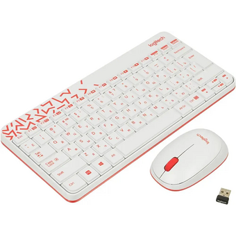  Клавиатура + мышь Logitech MK240 клав белый/красный мышь белый/красный (920-008160) 
