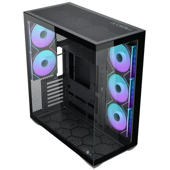  Корпус Eurocase M4801 black, ATX, без БП, закаленное стекло 2 стороны 