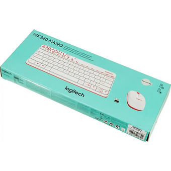  Клавиатура + мышь Logitech MK240 клав белый/красный мышь белый/красный (920-008160) 