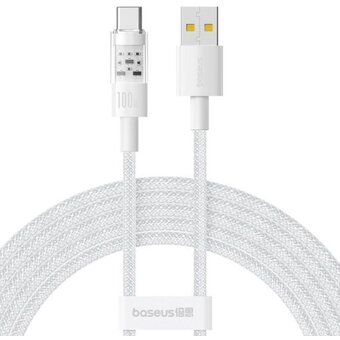  Кабель BASEUS P10373002211-00 Gem Fast Charging Data Cable USB to USB-C 100W 1m Moon White 