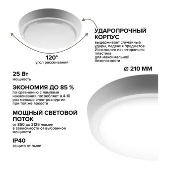  Светильник светодиодный WOLTA DBO01-25-4K 25Вт 4000K IP40 