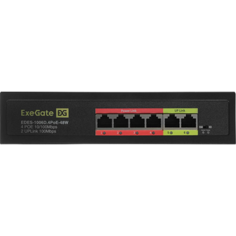  Коммутатор неуправляемый Exegate EDES-1006D.4PoE-48W (EX299020RUS) L2 6x100Мбит/с 4PoE 48W 