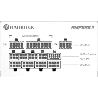  Блоки питания RAIJINTEK Ampere II 1200 (0R30B00040) 80+ Platinum (ATX, 3.1, PCIe 5.1, Full-modular, 1x24(20+4)pin, 2x4+4-pin CPU) 