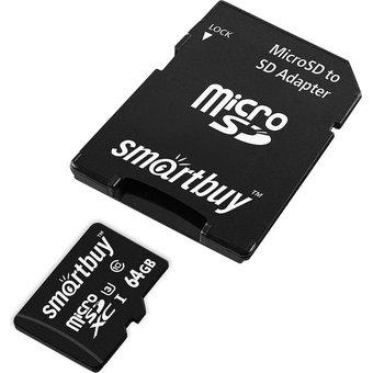  Карта памяти Smart Buy SB64GBSDU1A-AD MicroSD 64GB Сlass 10 Advanced U3 V30 A1 (55/90 Mb/s)+ SD адаптер 